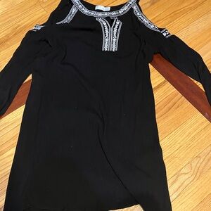 Time and Tru Black Asymmetrical Dress with White Accents